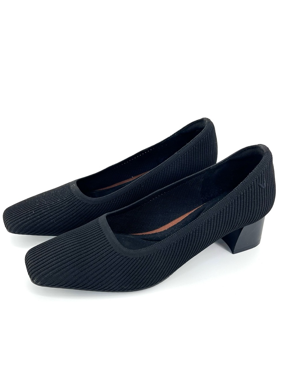 Vivaia Black Melody Pro Square Toe Chunky 2" Heel Pumps 42 Size 10
